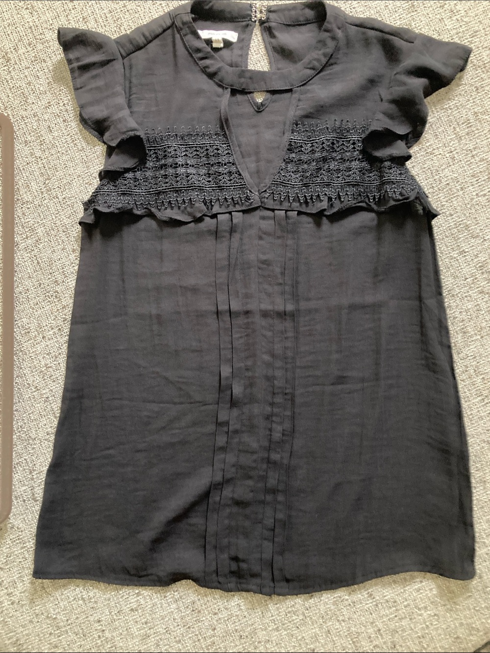 Maurices Black Lace-Yoke Flutter Sleeve Blouse